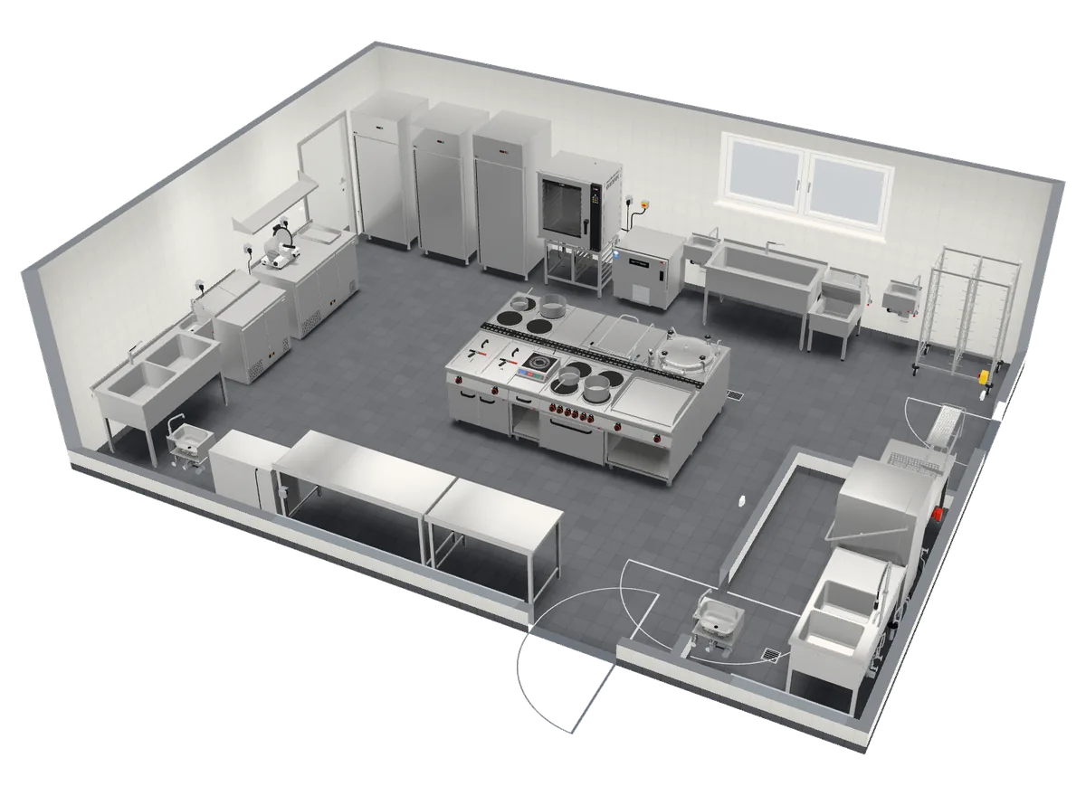 3D kitchen design – Hotels and restaurants, REDFOX equipment