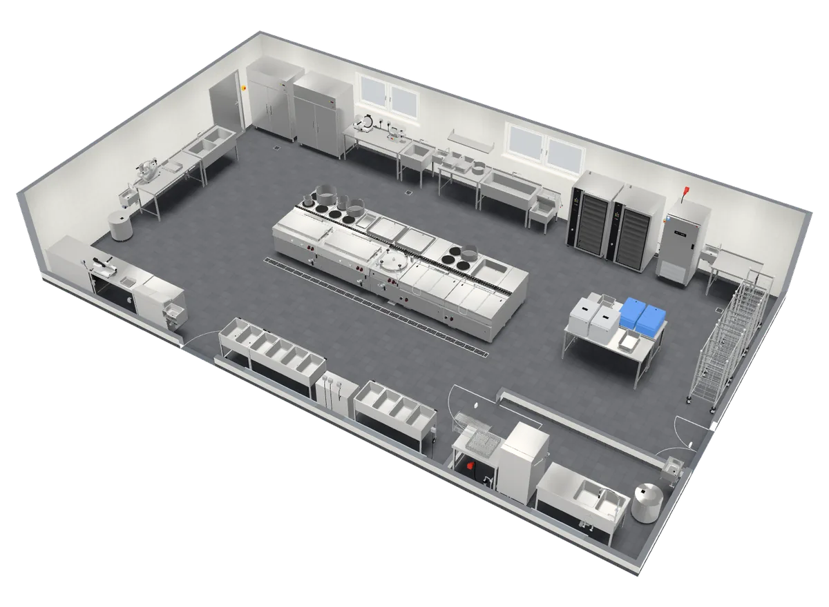 3D kitchen design – Central kitchens, staff catering, REDFOX equipment